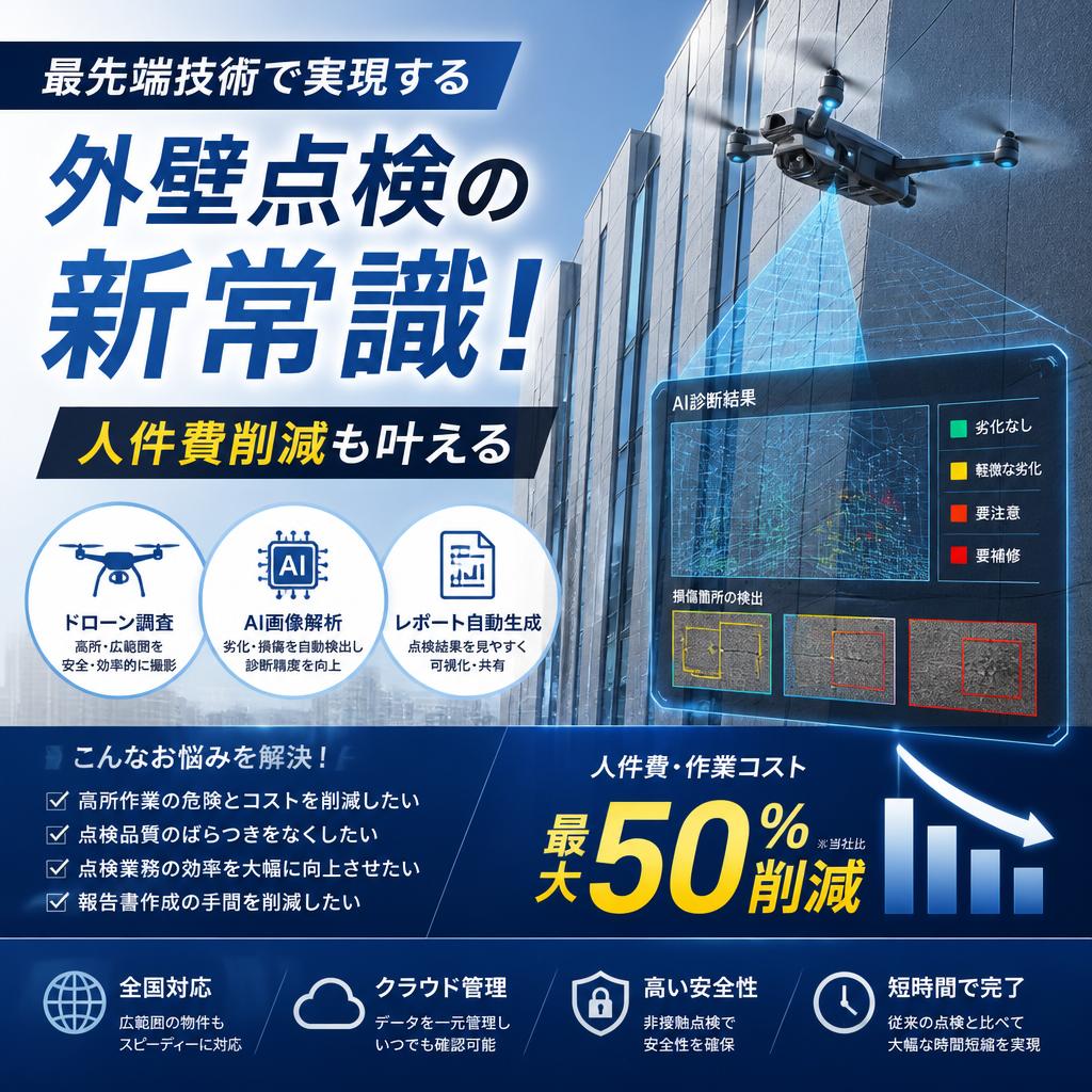 最先端技術で実現する外壁点検の新常識！人件費削減も叶える