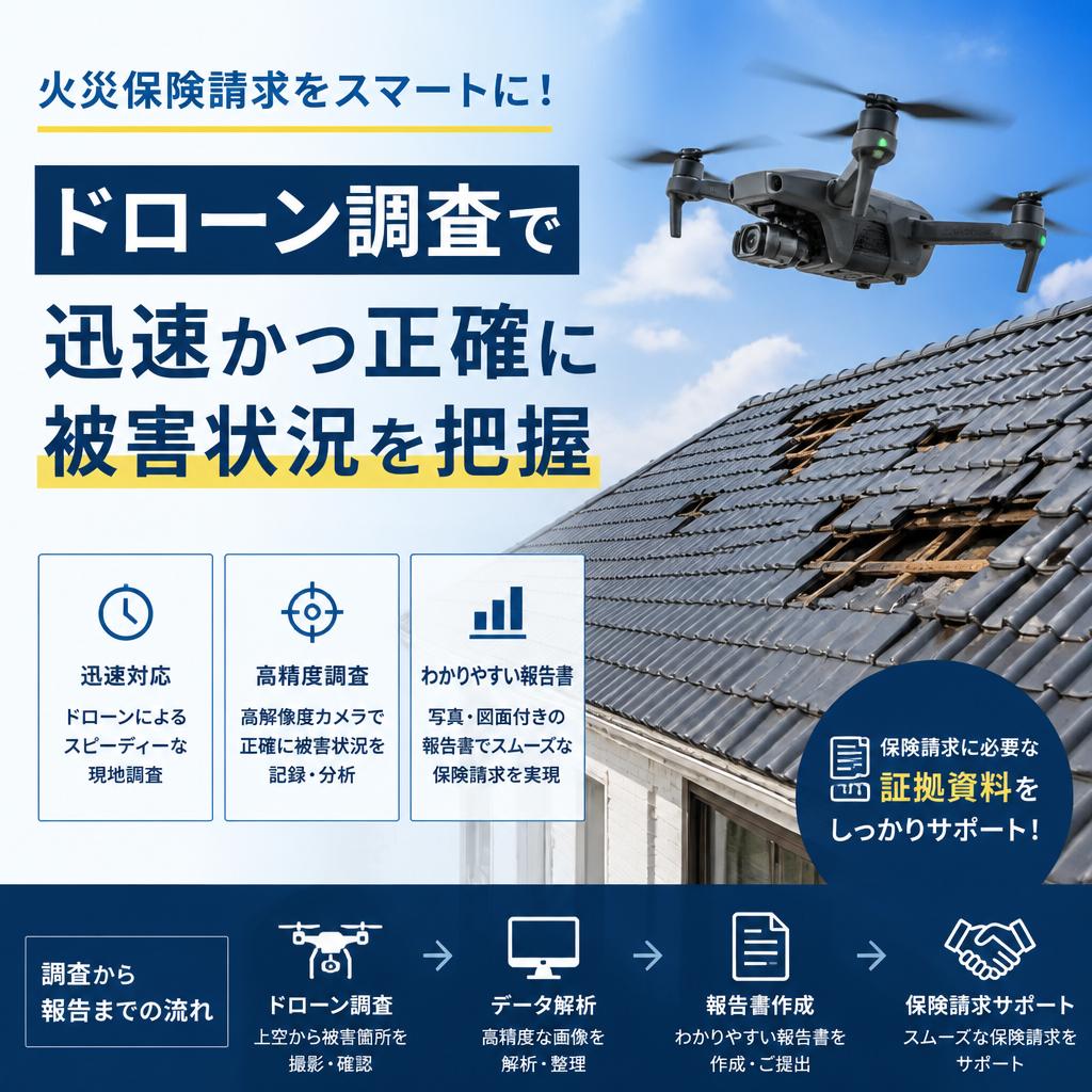 火災保険請求をスマートに！ドローン調査で迅速かつ正確に被害状況を把握